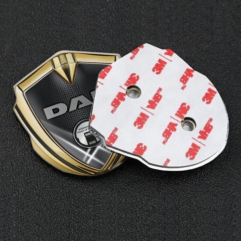 DAF Domed Emblem Gold Grey Hex Light Beams Metallic Logo Motif