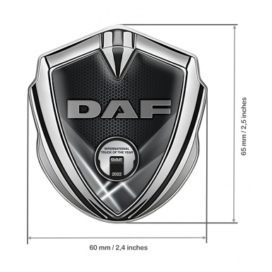 DAF Domed Emblem Silver Grey Hex Light Beams Metallic Logo Motif