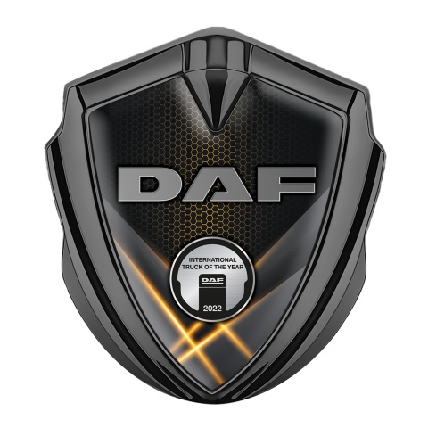 DAF Emblem Ornament Graphite Orange Glow Effect Steel Color Plaque