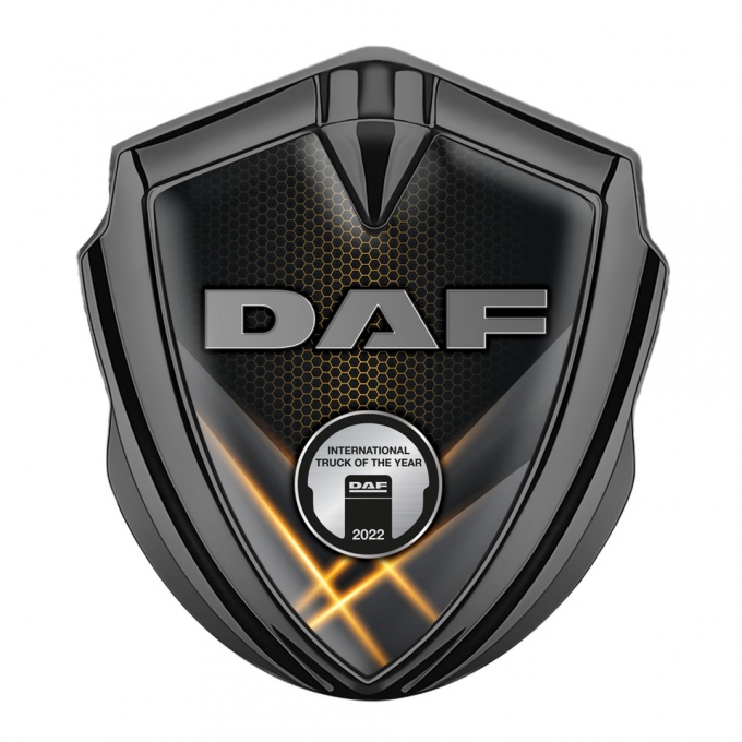 DAF Emblem Ornament Graphite Orange Glow Effect Steel Color Plaque