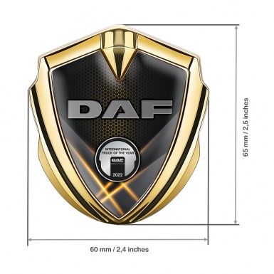 DAF Emblem Ornament Gold Orange Glow Effect Steel Color Plaque