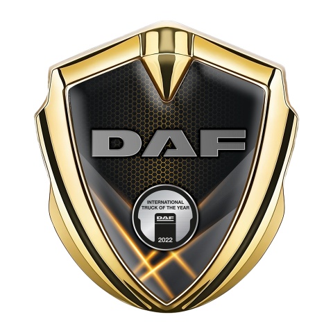 DAF Emblem Ornament Gold Orange Glow Effect Steel Color Plaque
