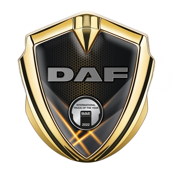 DAF Emblem Ornament Gold Orange Glow Effect Steel Color Plaque