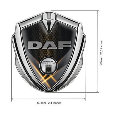 DAF Emblem Ornament Silver Orange Glow Effect Steel Color Plaque