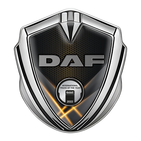 DAF Emblem Ornament Silver Orange Glow Effect Steel Color Plaque