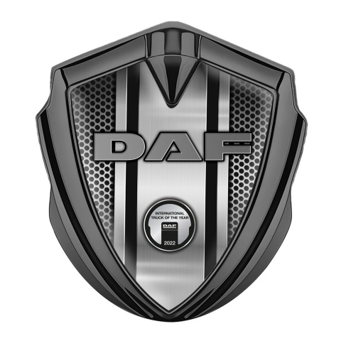 DAF Bodyside Domed Emblem Graphite Light Mesh Fragment Metallic Plaque