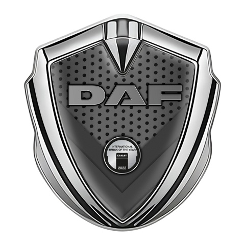 DAF Emblem Car Badge Silver Dark Grate Elements Polished Logo Design