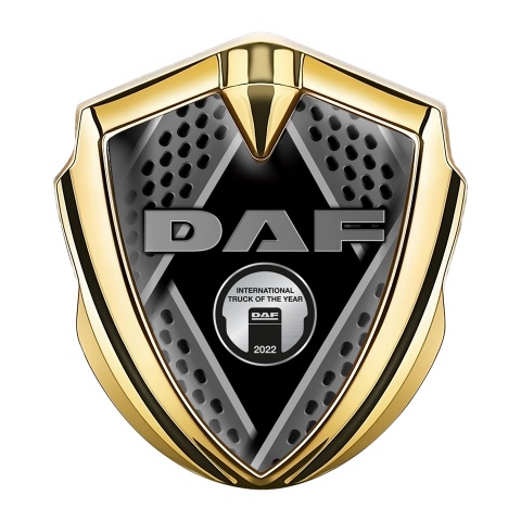 DAF Metal Domed Emblem Gold Dark Fragments Metallic Plaque Motif