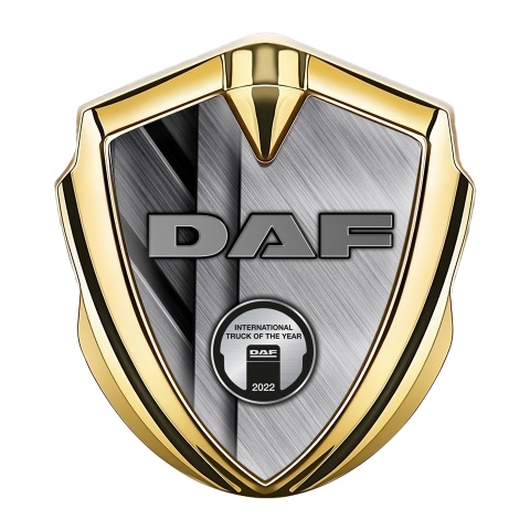 DAF Badge Self Adhesive Gold Brushed Panels Metallic Plaque Edition