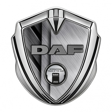DAF Badge Self Adhesive Silver Brushed Panels Metallic Plaque Edition