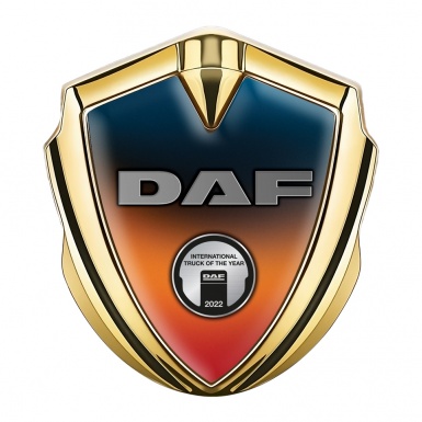 DAF Emblem Badge Self Adhesive Gold Gradient Metallic Plate Design