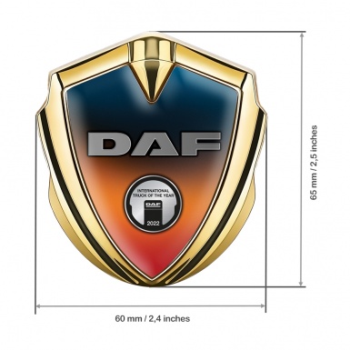 DAF Emblem Badge Self Adhesive Gold Gradient Metallic Plate Design