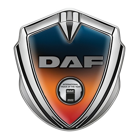 DAF Emblem Badge Self Adhesive Silver Gradient Metallic Plate Design