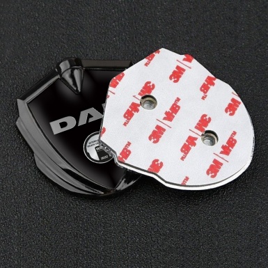 DAF Emblem Fender Badge Graphite Black Base Oval Metallic Plaque Design