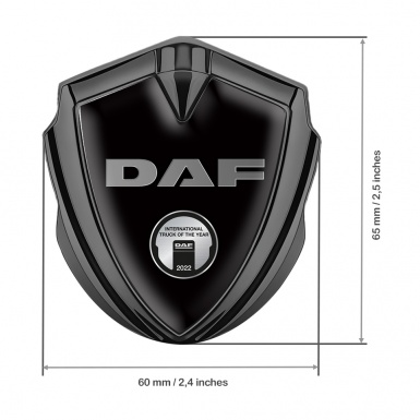 DAF Emblem Fender Badge Graphite Black Base Oval Metallic Plaque Design