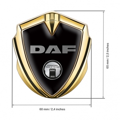 DAF Emblem Fender Badge Gold Black Base Oval Metallic Plaque Design