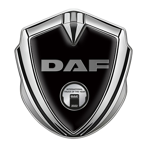 DAF Emblem Fender Badge Silver Black Base Oval Metallic Plaque Design