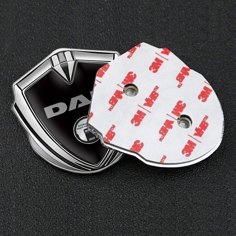 DAF Emblem Fender Badge Silver Black Base Oval Metallic Plaque Design
