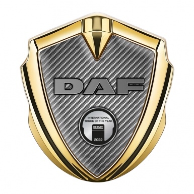 DAF Metal Emblem Self Adhesive Gold Light Carbon Oval Plaque Edition