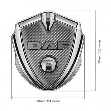 DAF Metal Emblem Self Adhesive Silver Light Carbon Oval Plaque Edition