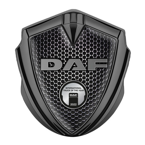 DAF Fender Emblem Badge Graphite Perforated Grate Oval Badge Design