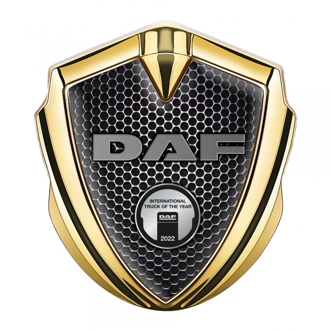 DAF Fender Emblem Badge Gold Perforated Grate Oval Badge Design