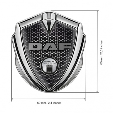 DAF Fender Emblem Badge Silver Perforated Grate Oval Badge Design
