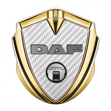 DAF Emblem Trunk Badge Gold White Carbon Oval Plaque Variant