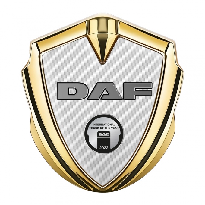 DAF Emblem Trunk Badge Gold White Carbon Oval Plaque Variant