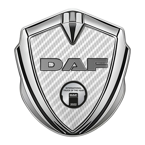 DAF Emblem Trunk Badge Silver White Carbon Oval Plaque Variant