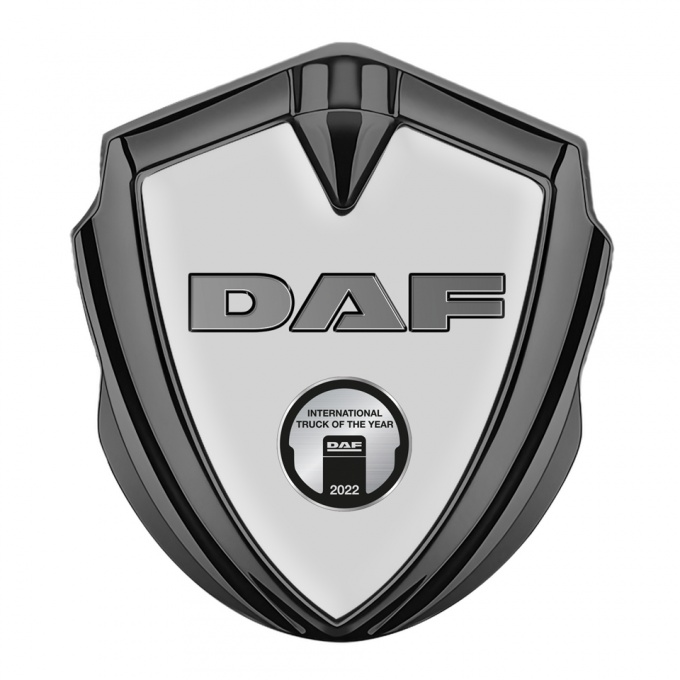 DAF Emblem Self Adhesive Graphite Grey Base Oval Metallic Plaque