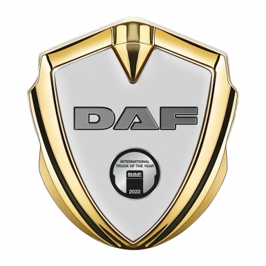 DAF Emblem Self Adhesive Gold Grey Base Oval Metallic Plaque