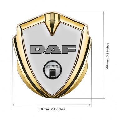 DAF Emblem Self Adhesive Gold Grey Base Oval Metallic Plaque