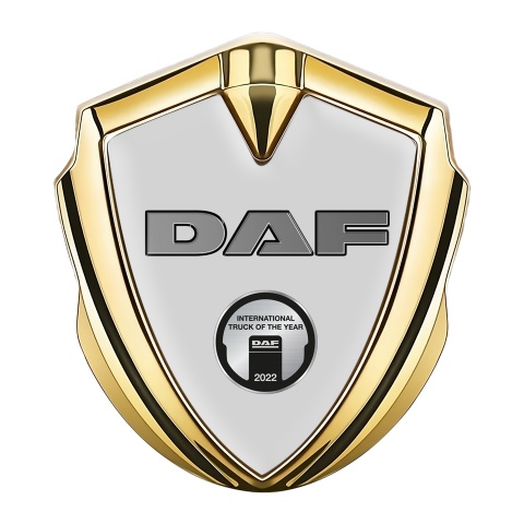 DAF Emblem Self Adhesive Gold Grey Base Oval Metallic Plaque