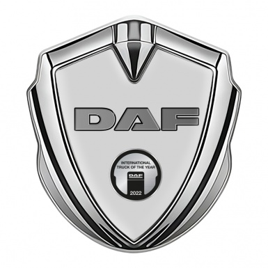 DAF Emblem Self Adhesive Silver Grey Base Oval Metallic Plaque