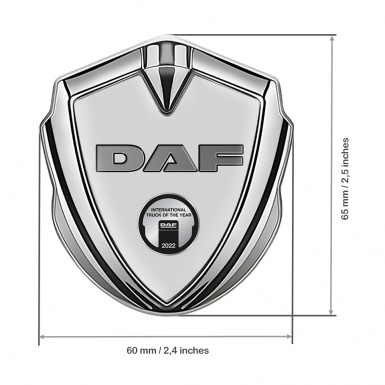 DAF Emblem Self Adhesive Silver Grey Base Oval Metallic Plaque