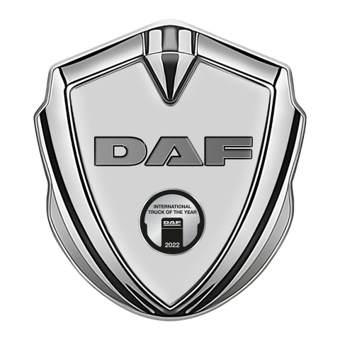 DAF Emblem Self Adhesive Silver Grey Base Oval Metallic Plaque