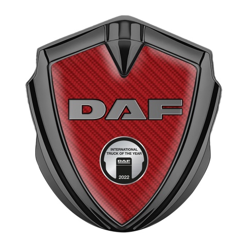 DAF Emblem Self Adhesive Graphite Red Carbon Metallic Oval Plaque