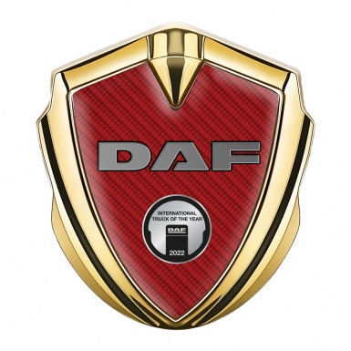 DAF Emblem Self Adhesive Gold Red Carbon Metallic Oval Plaque