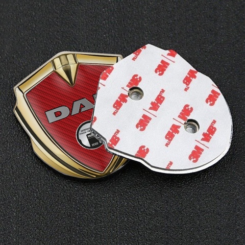 DAF Emblem Self Adhesive Gold Red Carbon Metallic Oval Plaque