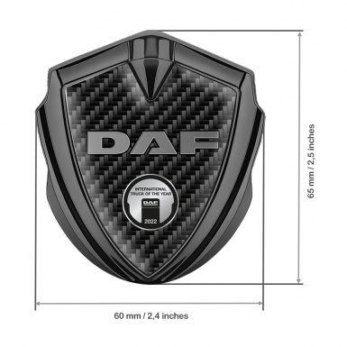 DAF Emblem Badge Graphite Black Carbon Metallic Logo Oval Plaque