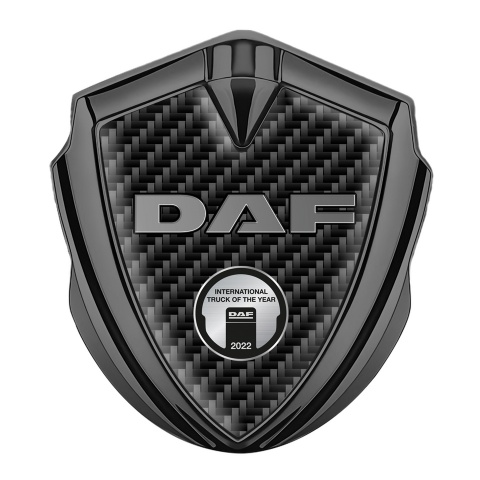DAF Emblem Badge Graphite Black Carbon Metallic Logo Oval Plaque