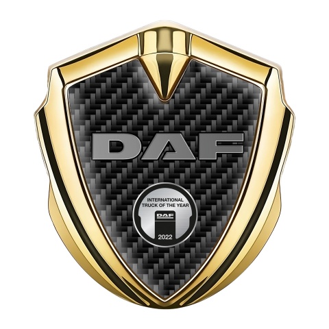 DAF Emblem Badge Gold Black Carbon Metallic Logo Oval Plaque