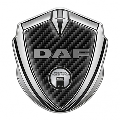 DAF Emblem Badge Silver Black Carbon Metallic Logo Oval Plaque