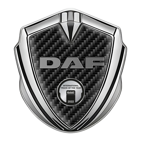 DAF Emblem Badge Silver Black Carbon Metallic Logo Oval Plaque