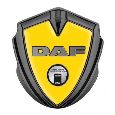 DAF Domed Emblem Graphite Yellow Base Metallic Symbol Oval Plaque