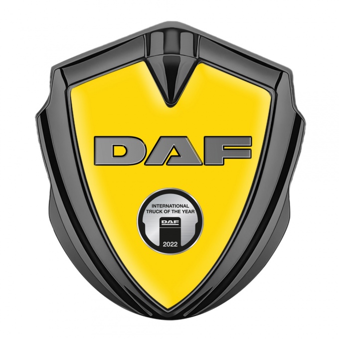 DAF Domed Emblem Graphite Yellow Base Metallic Symbol Oval Plaque