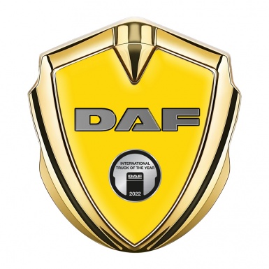 DAF Domed Emblem Gold Yellow Base Metallic Symbol Oval Plaque