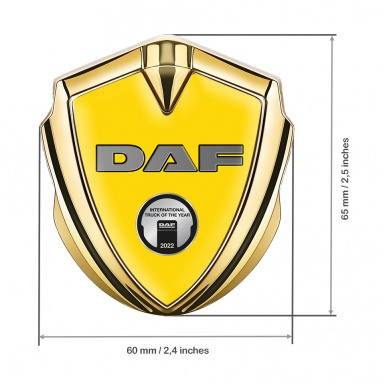 DAF Domed Emblem Gold Yellow Base Metallic Symbol Oval Plaque