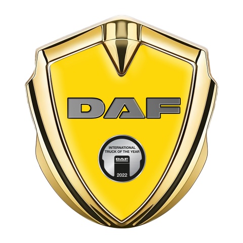 DAF Domed Emblem Gold Yellow Base Metallic Symbol Oval Plaque